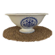 Large old Gien earthenware salad bowl with Rouen decor