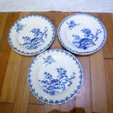 3 assiettes plates Gien service Chardons