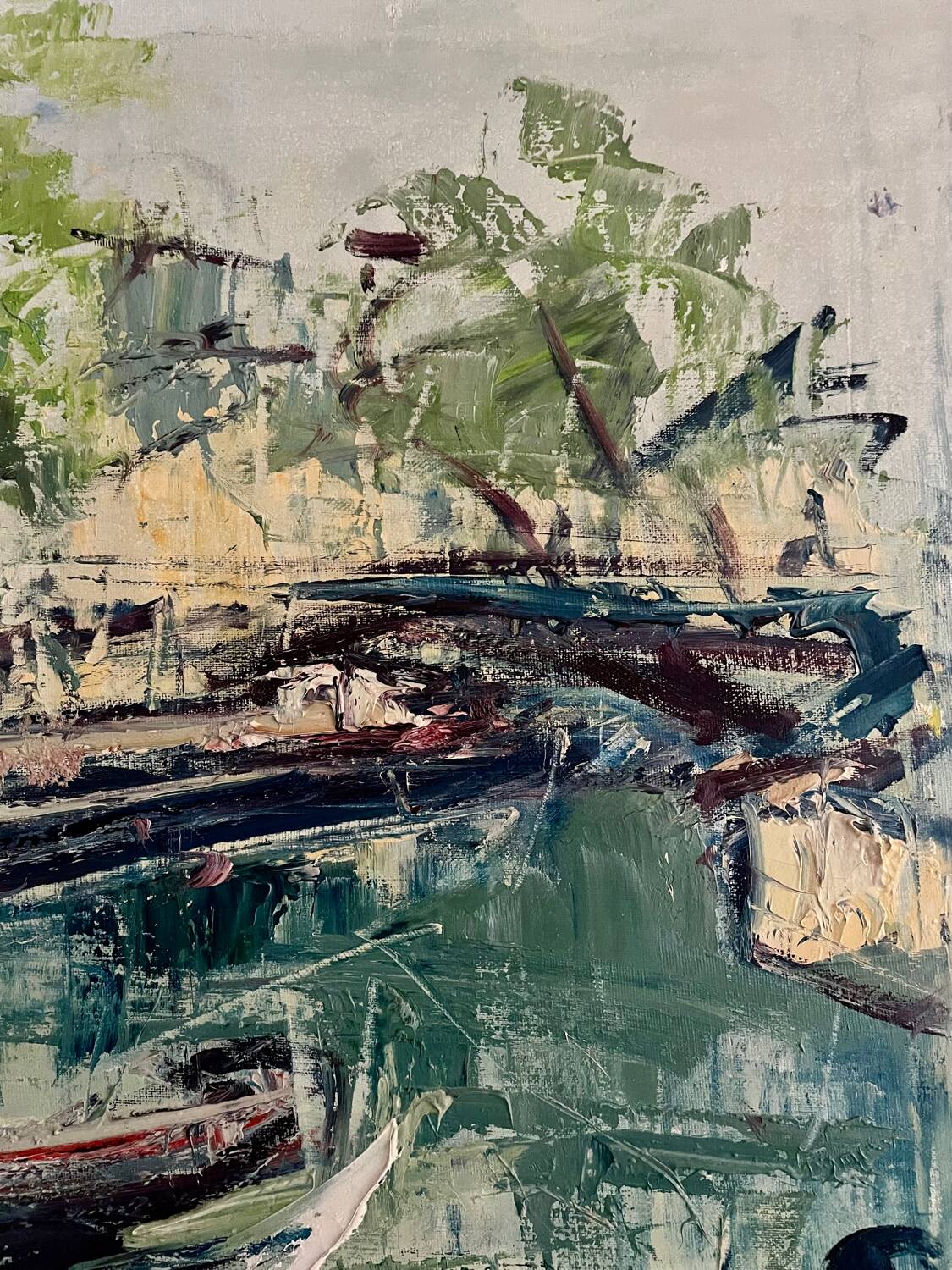 Oil on canvas, the Canal Saint-Martin in Paris