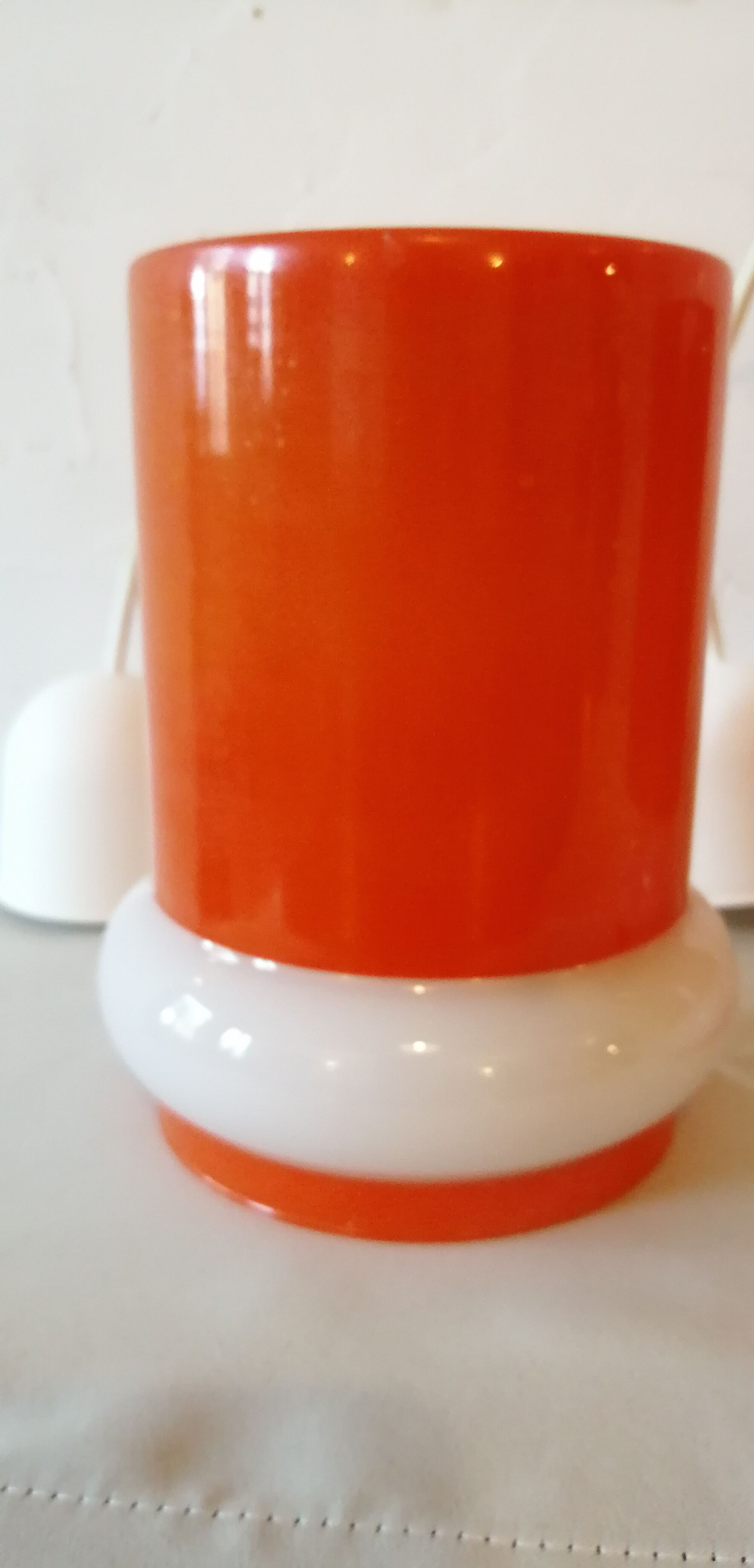 Set de 3 suspensions en opaline orange vintage