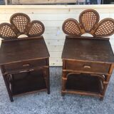 Paire de table de chevet en rotin