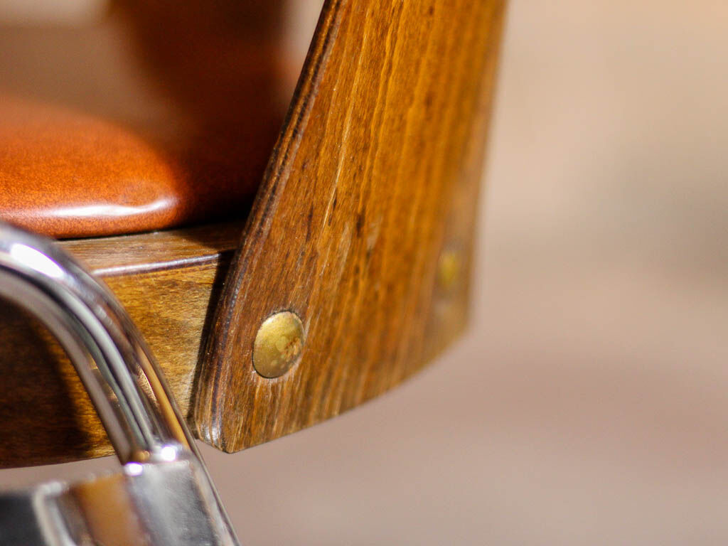 6 Baumann chairs in cognac imitation leather, circa 1960