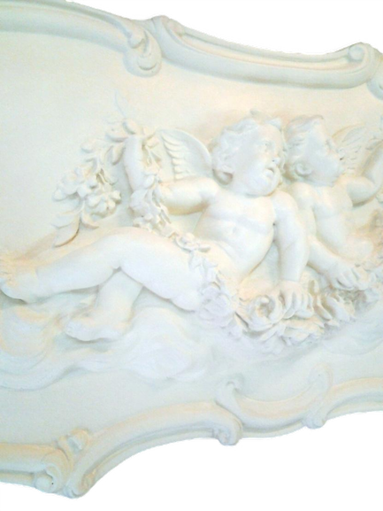 Fronton anges en staff plâtre renforcé 69x37cm