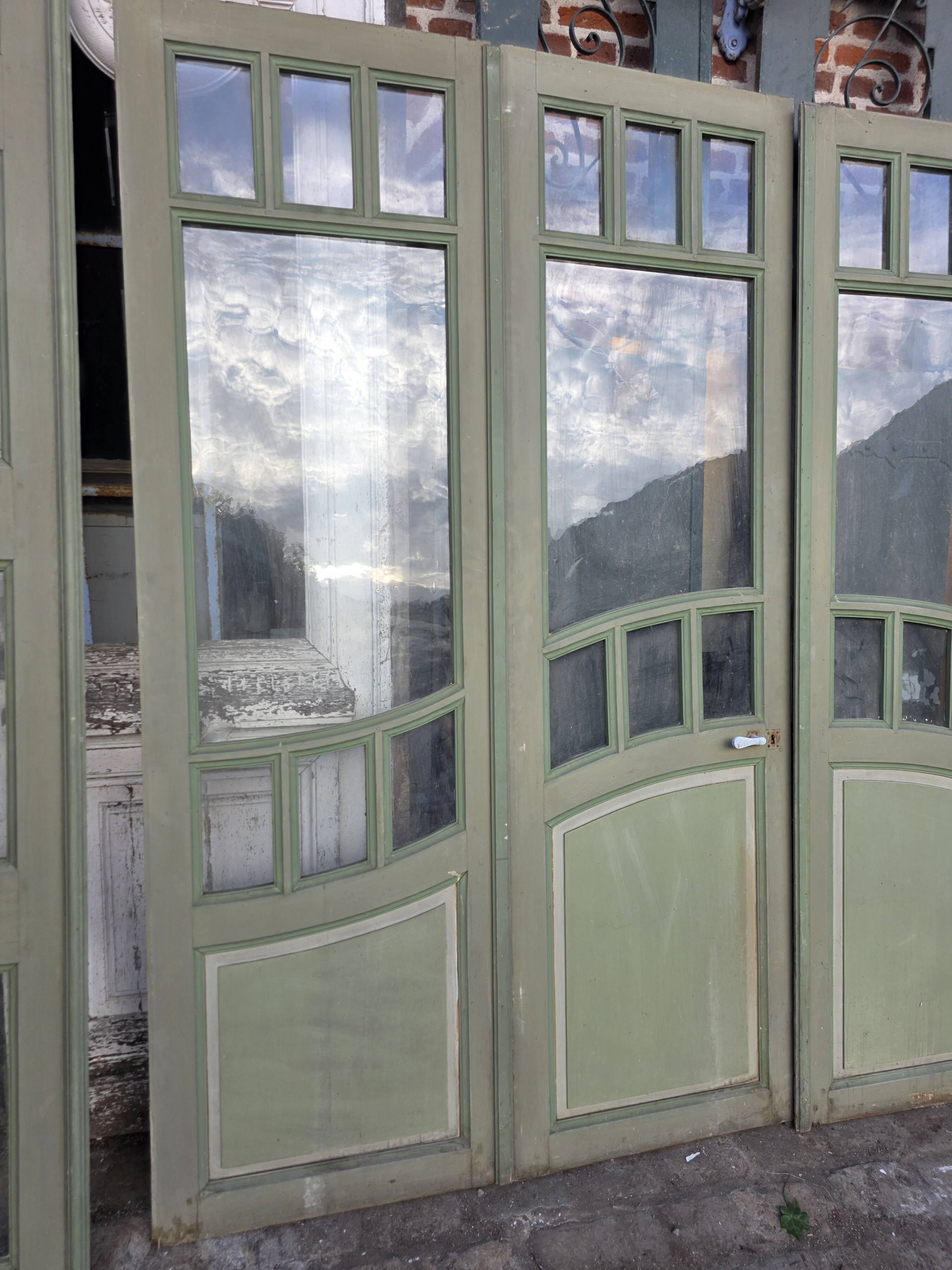 4 Art Nouveau partition doors + transom