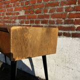 Vintage wooden console/desk with tapered legs.