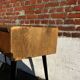 Console / bureau vintage en bois, pied compas