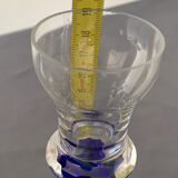 Blue glass candle holder with twisted stem. Candlestick candle