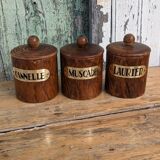 Wooden spice jars
