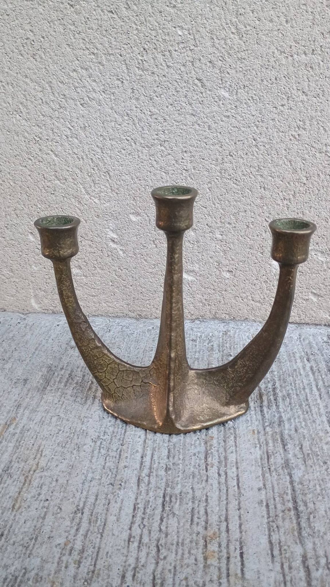 Brutalist bronze chandelier by Horst Dalbeck, Germany, Gilde Handwerk, 1970.