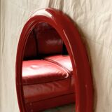 Vintage round red plastic mirror