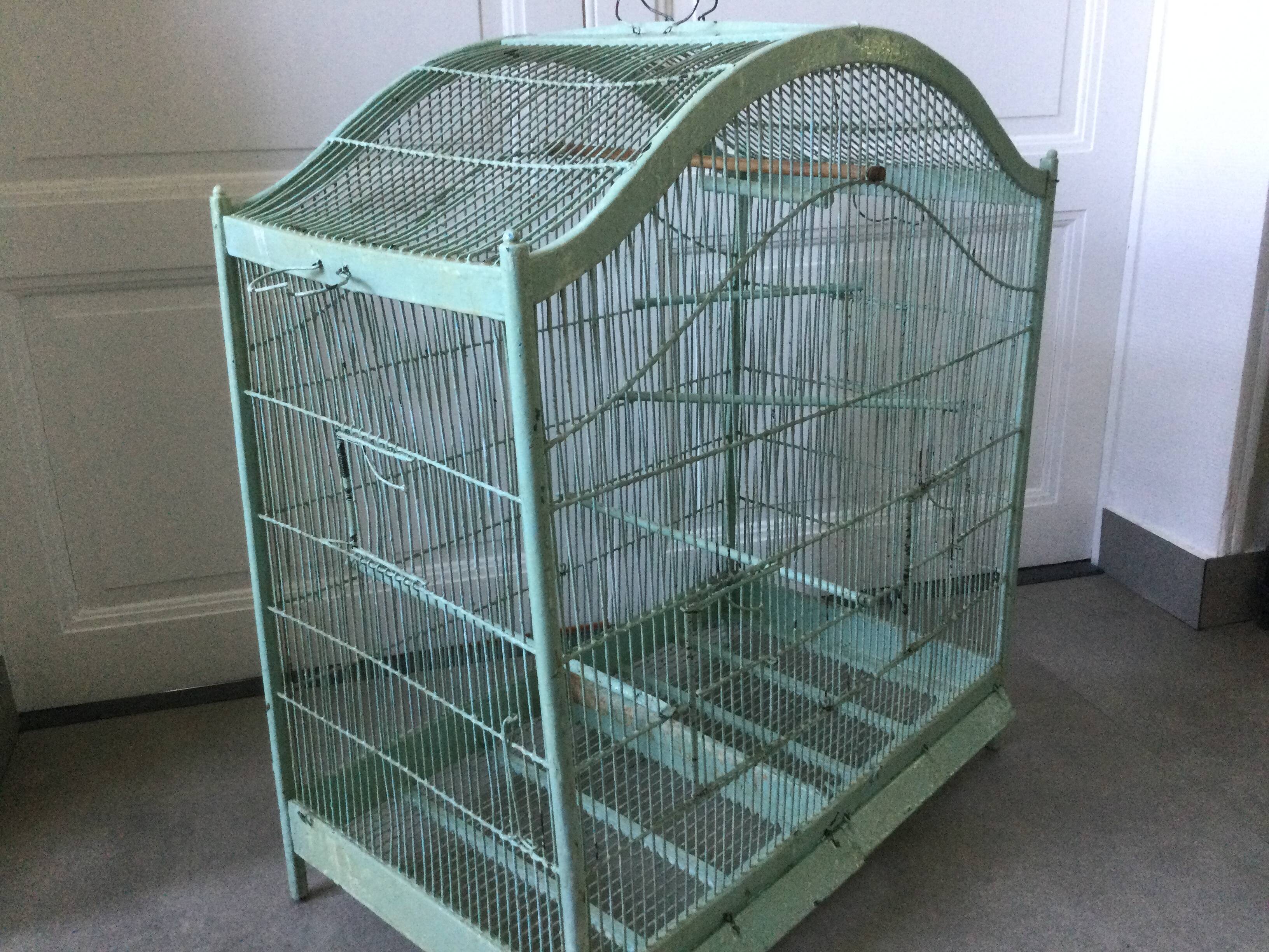Old wooden and metal birdcage