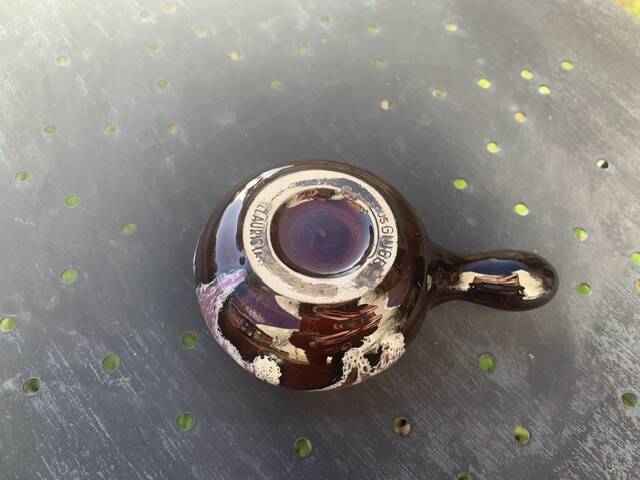 Coffee or tea service in enameled ceramic by Marius Giuge, artisan potter in Vallauris,