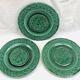 3 fruit plates Sarreguemines majolica shaded enamel Rubelles