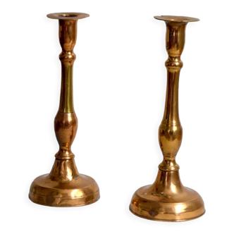 Paire de bougeoirs vintage dorés