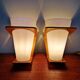 Pair of Philips teak and opaline wall lights, designed by Louis Kalff, 1950
