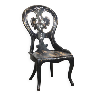 Chaise décorative en nacre de style chinoiserie anglaise du XIXe siècle