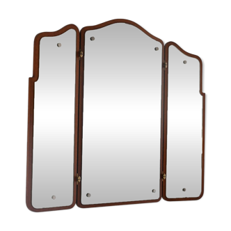 Miroir scandinave des années 1940 à panneaux rabattables
