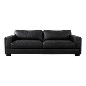 Black leather 3-seater sofa Poltrona Frau