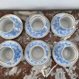 Coffee and tea set, vintage, stylized bird decor, retro, design, blue