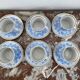 Coffee and tea set, vintage, stylized bird decor, retro, design, blue