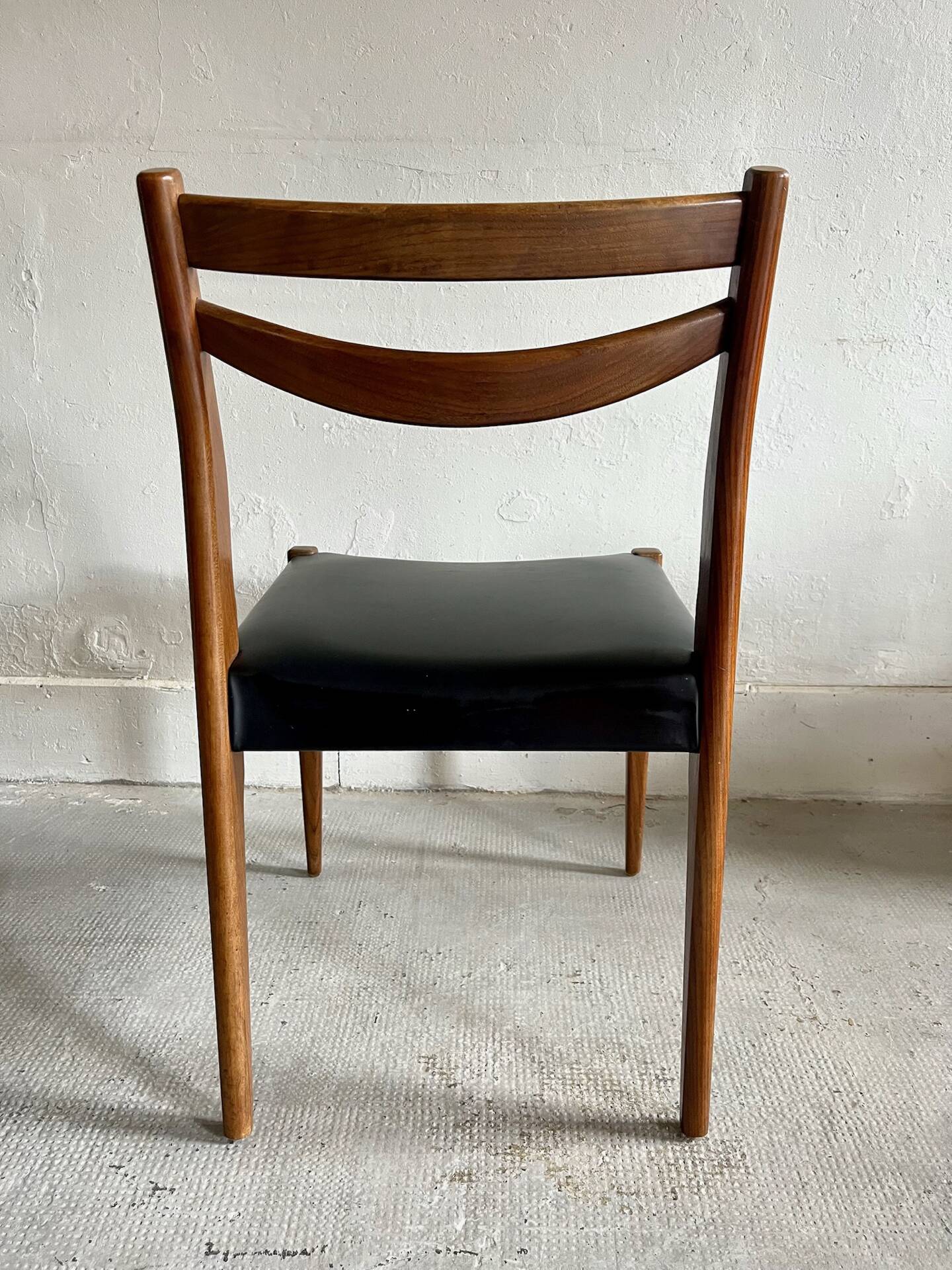 Scandinavian teak and faux leather chairs - set of 6