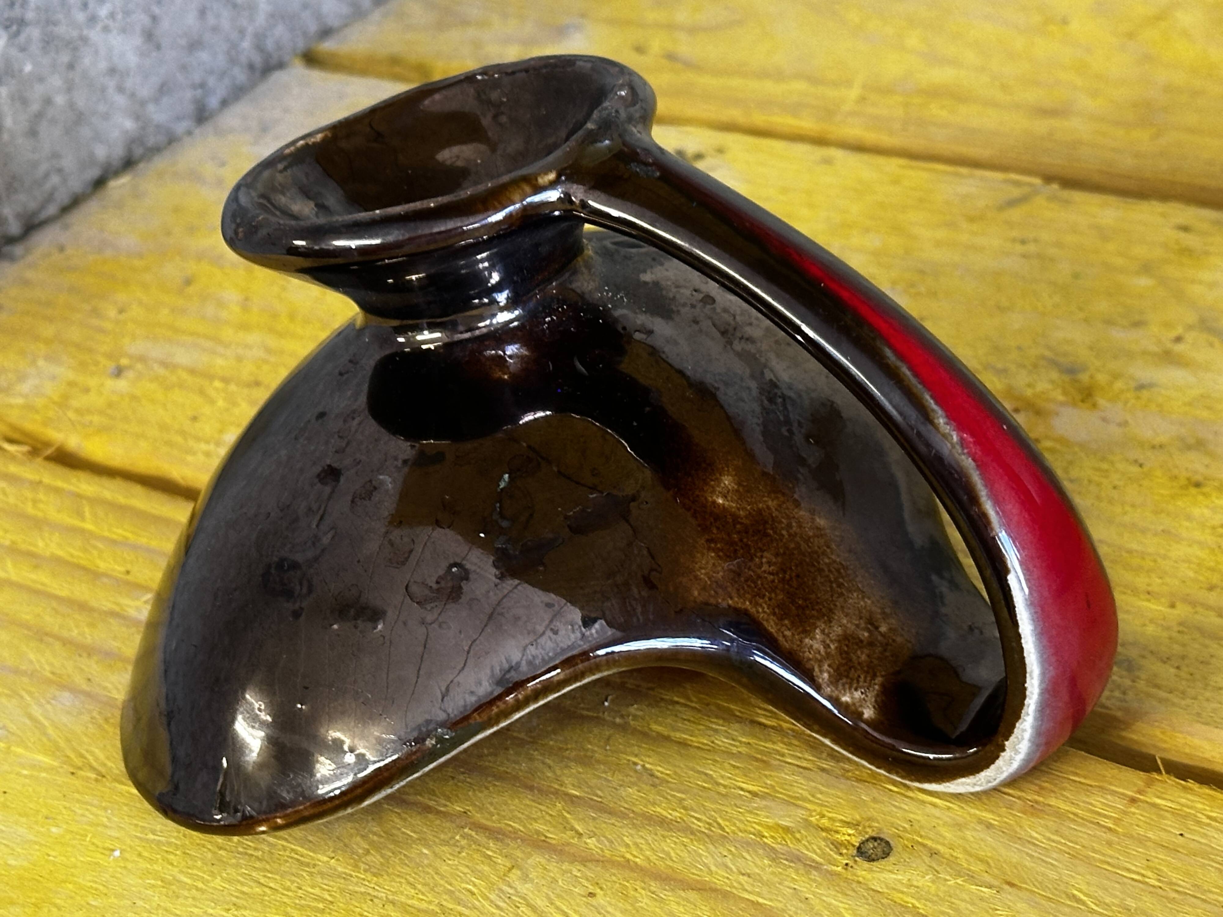 West Germany valet tray - Freeform, iridescent brown and red - 1960s