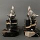 Pair of Hippolyte Moreau Art Deco spelter cat bookends