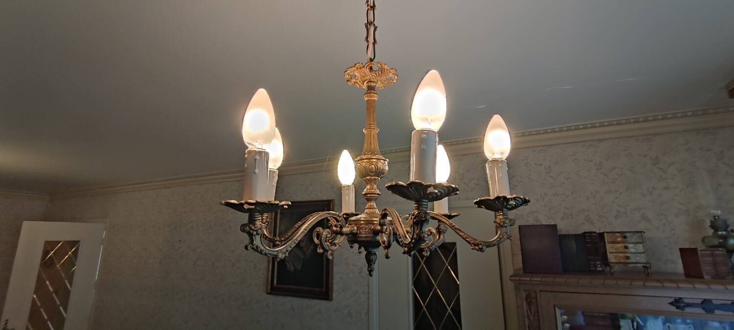Plafonnier bougeoirs en laiton