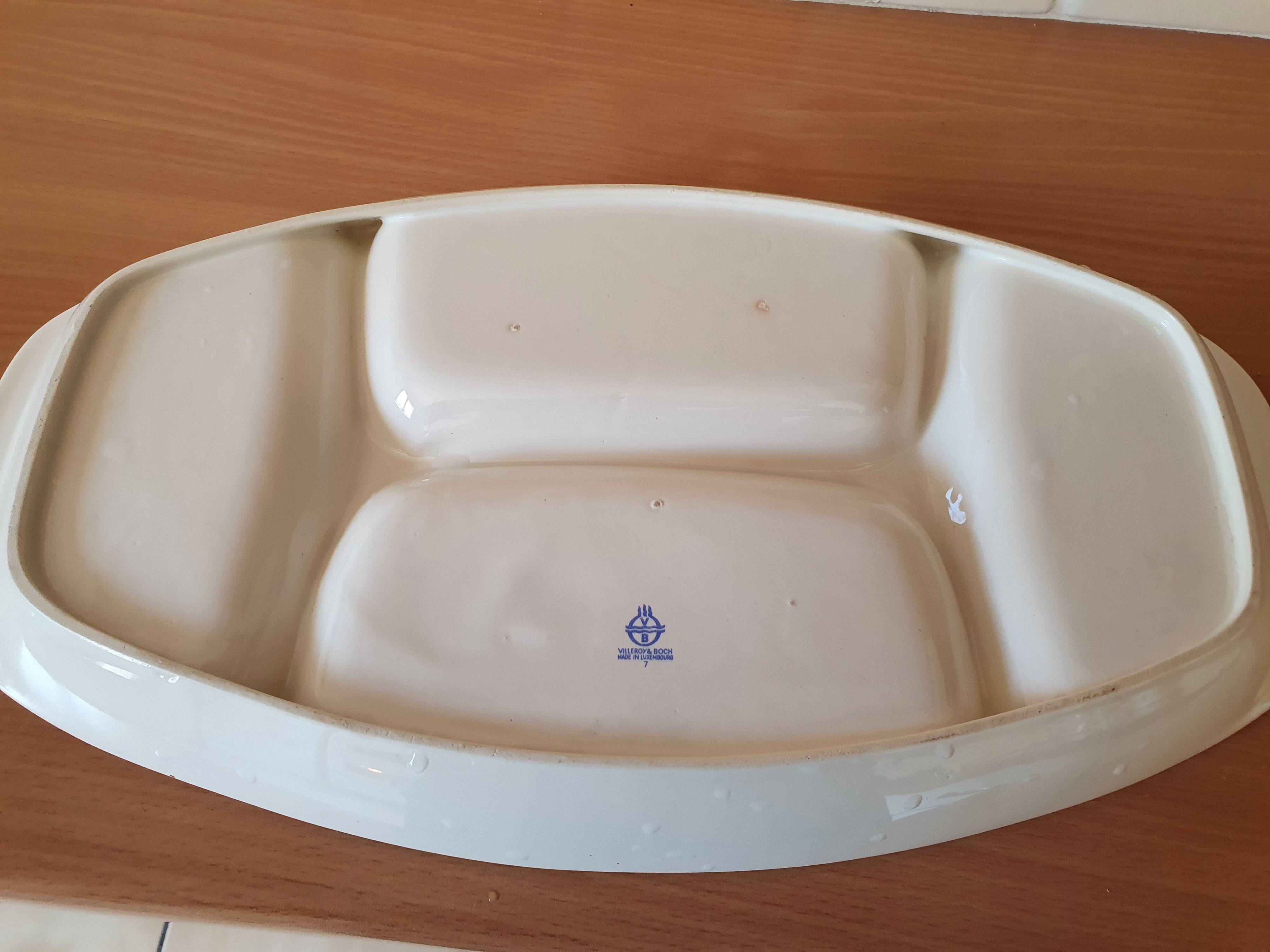Vintage divided ceramic appetizer plate.
