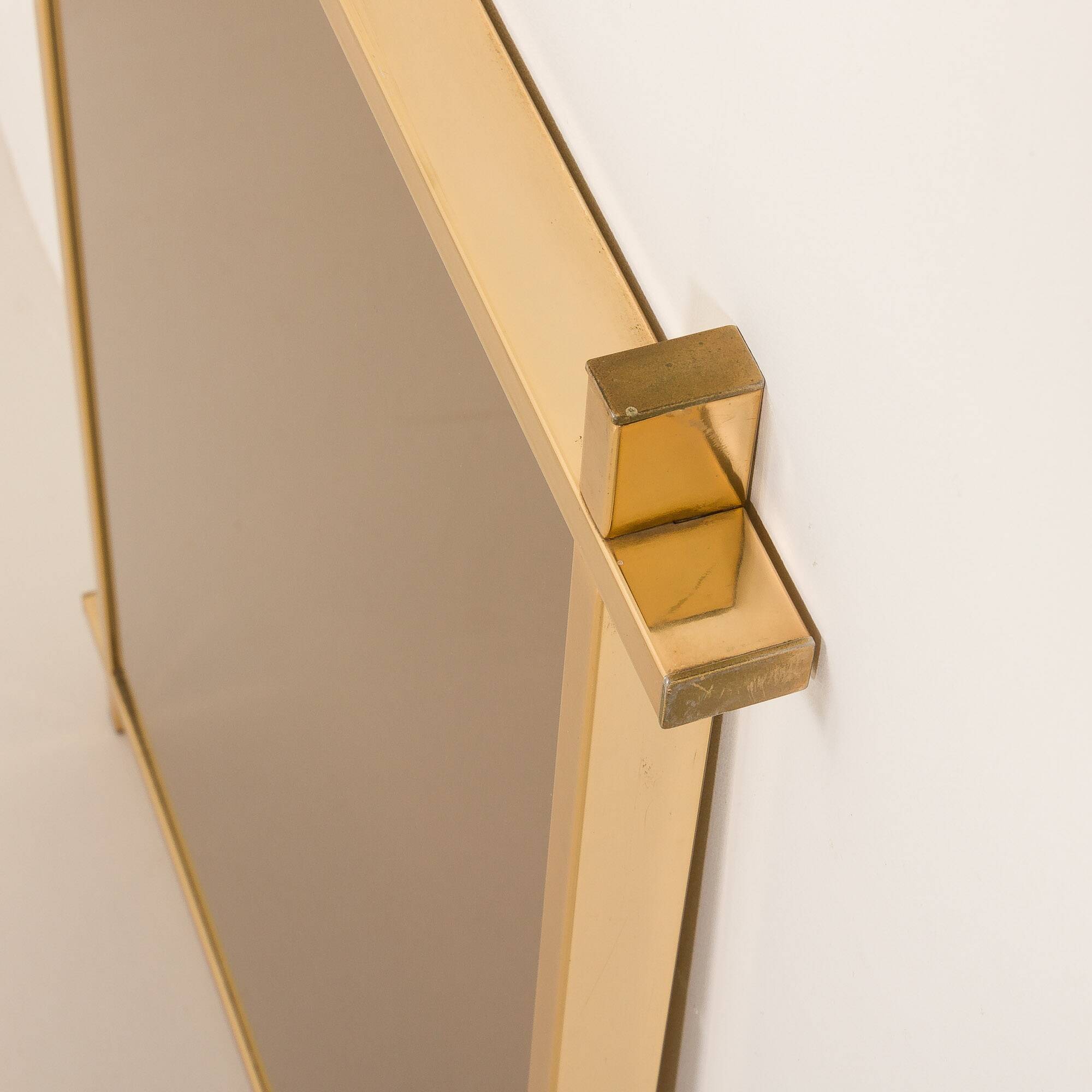 Italian mid century brass mirror in the style of Romeo Rega, 1970s