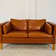 Vintage retro danish mogens hansen 2 person cognac leather sofa