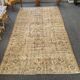 Tapis Oushak beige décor rustique, 6x10, surteint sable, pour salon, MOON.145