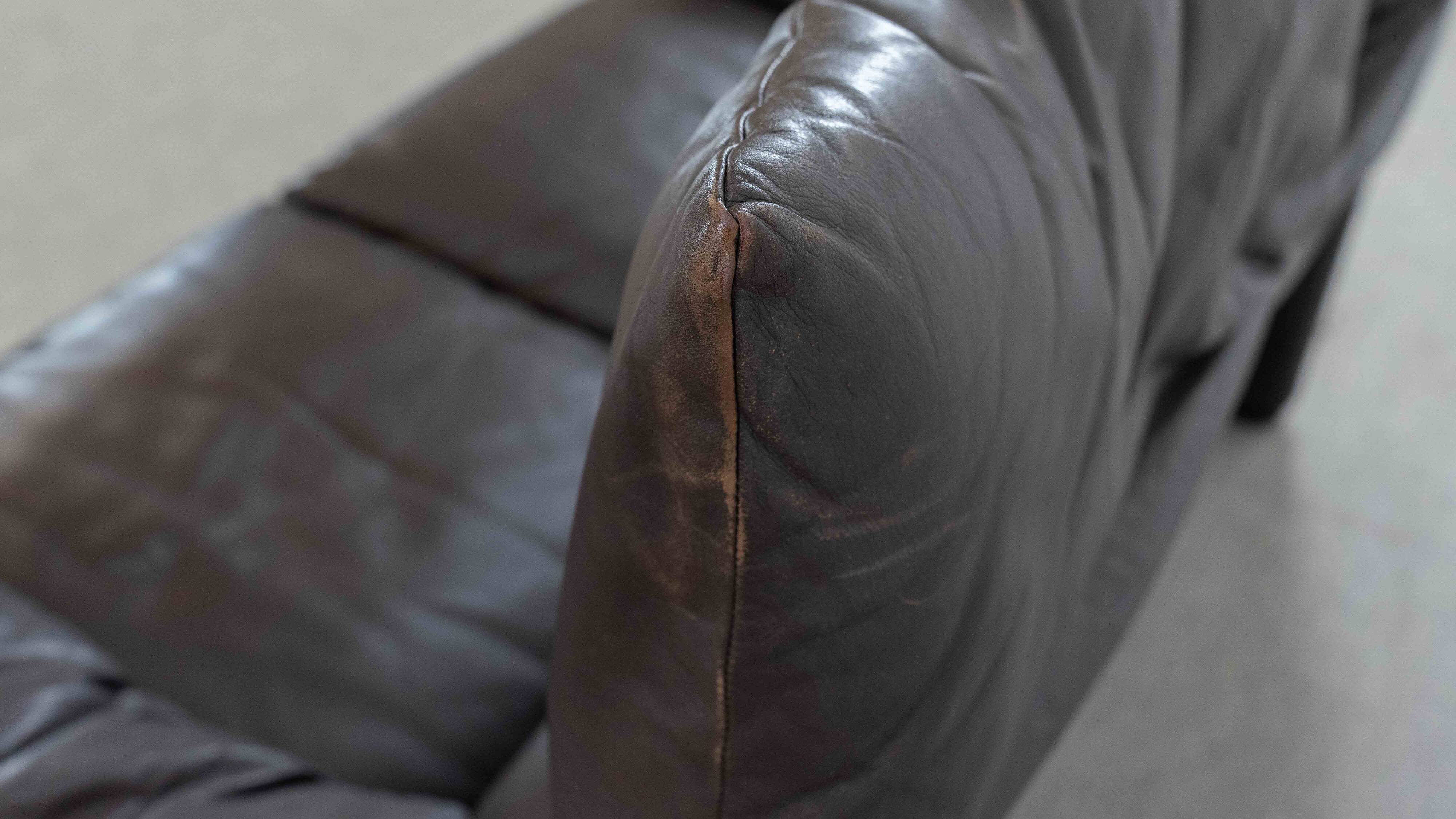 Brown leather 2-seater sofa Cassina Maralunga by Vico Magistretti