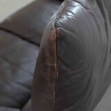 Brown leather 2-seater sofa Cassina Maralunga by Vico Magistretti