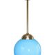 A pendant lamp with a blue glass shade, 1940s.