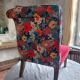 Velvet upholstered armchair