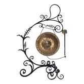 Gong antique géant Arts & Crafts, fer forgé et laiton, style Townshends, années 1890 environ, anglais