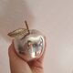 Vintage hollywood regency style apple shaped silver metal box