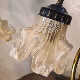 Pair of ceramic and brass lamps in art nouveau style