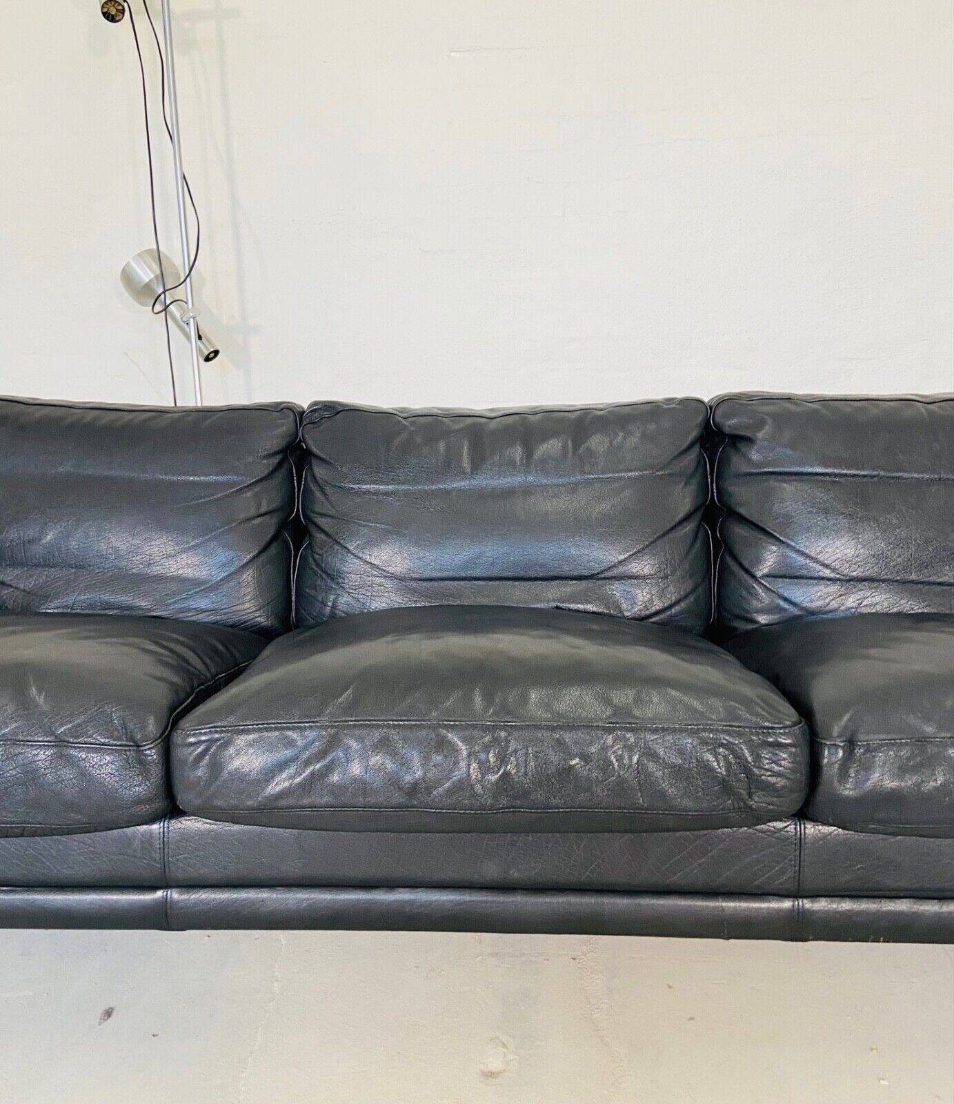 Danish mid-century vintage Mogens Hansen black leather sofa 60s
