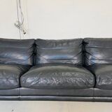 Danish mid-century vintage Mogens Hansen black leather sofa 60s