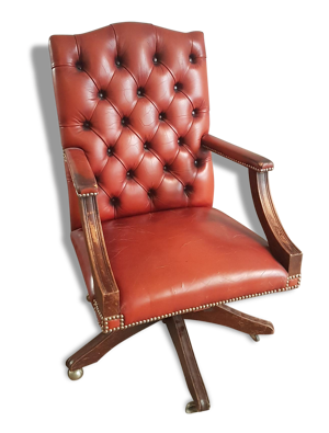 Fauteuil chesterfield en cuir rouge