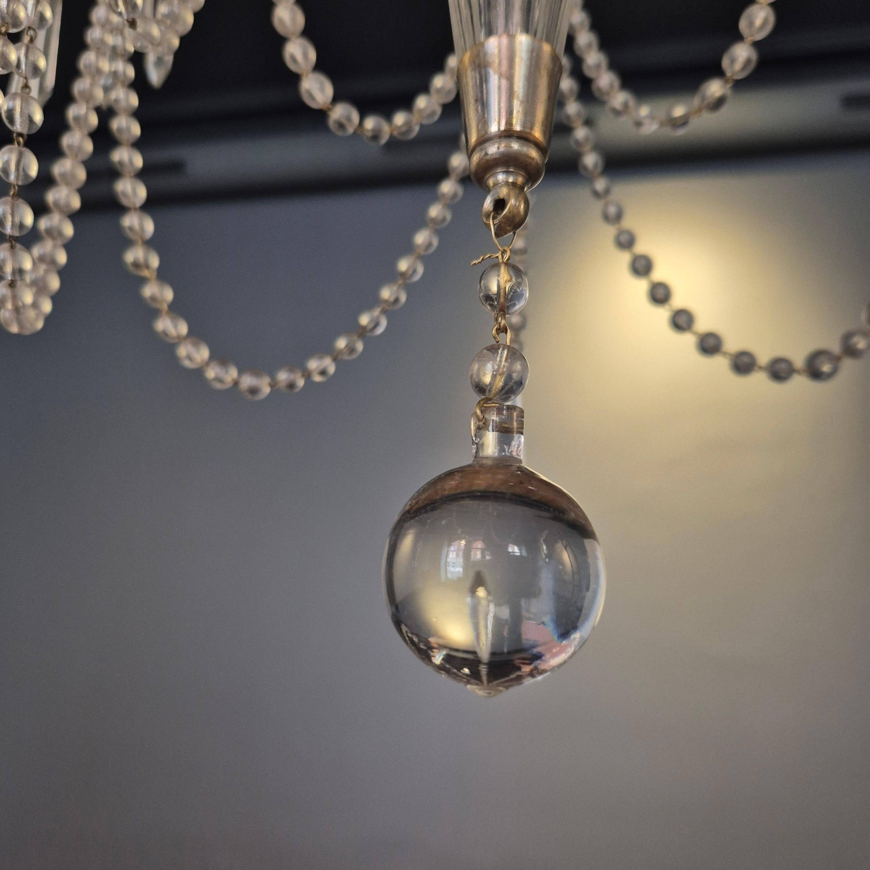 Lustre, crystal and silver-plated metal, Swedish neoclassicism