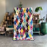 Boucherouite Moroccan Berber Multicolor Rug, 135x260 cm