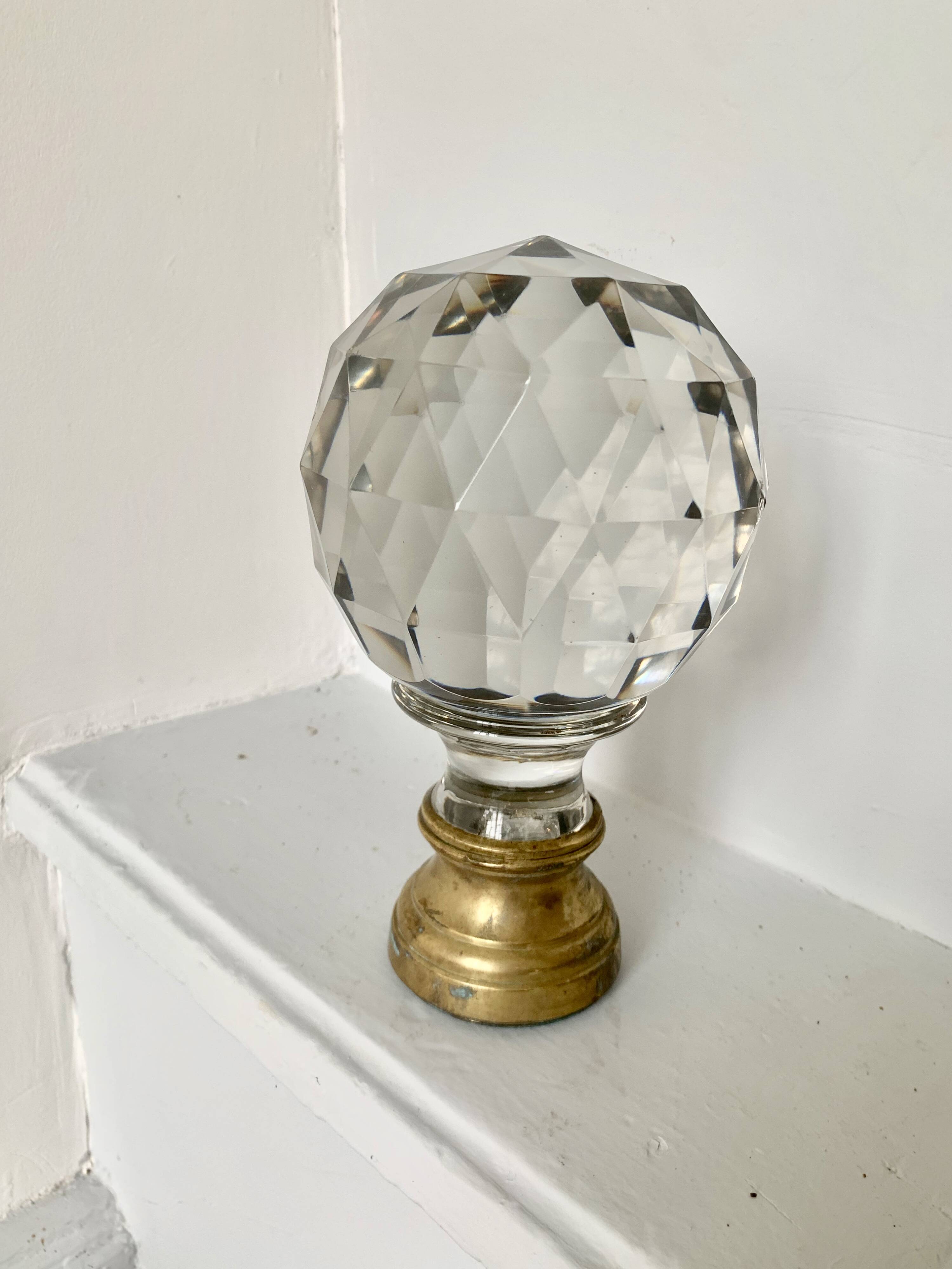 19th century crystal and bronze staircase ball
