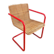 Chaise cantilever rotin et métal design 1980