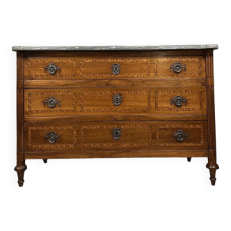 Magnifique commode époque Louis XVI en marqueterie de bois nobles vers 1760
