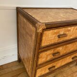 Rattan and vintage bamboo chest of drawers
