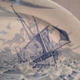 Faience dish of clairefontaine decor marine
