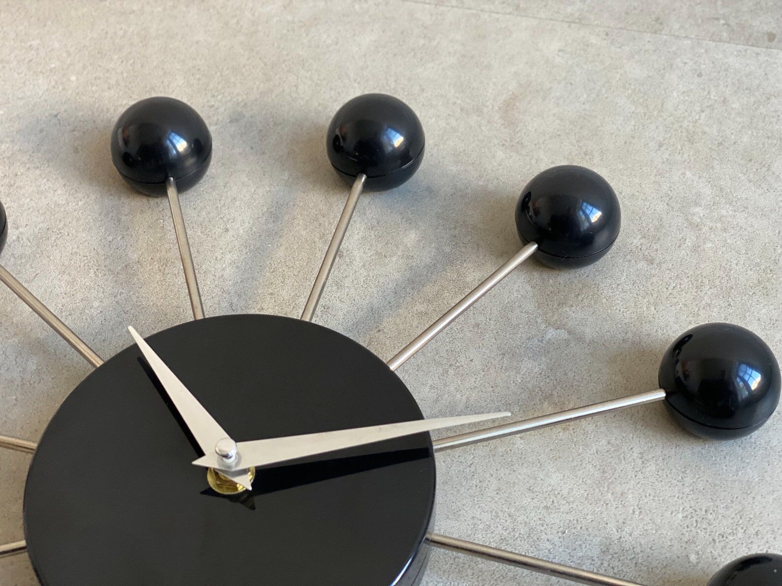 Black sputnik spider wall clock - space age - atomic